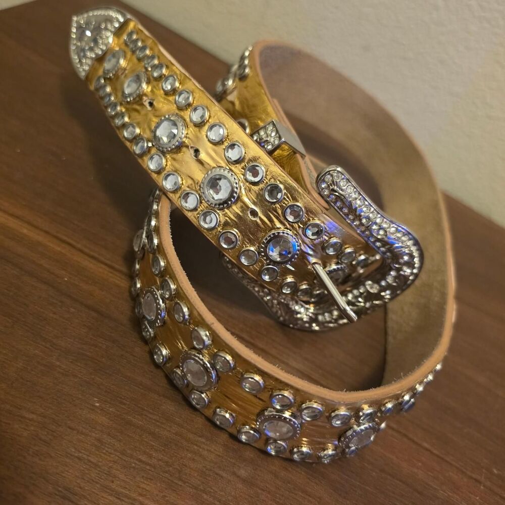 Unisex Silver and Gold Rhinestone Belt